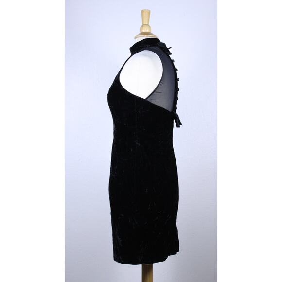 Vintage Donna Rico high neck sheer black cocktail dress bow velvet goth 80s sz 8 Vintage Donna Rico high neck sheer black cocktail dress bow velvet goth 80s sz 8